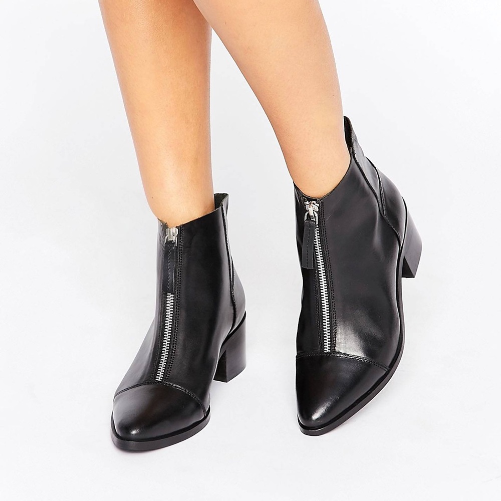 ASOS ‘Reph’ Leather Zip Ankle Boots